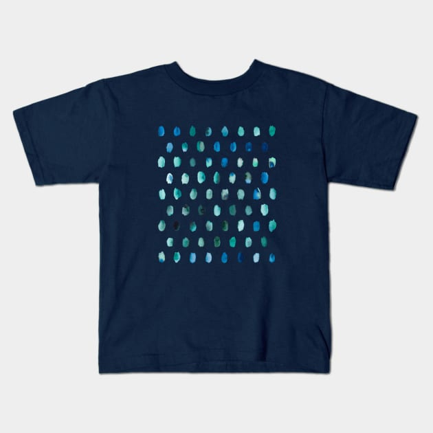 Artistic Palette Watercolor Dots Blue Kids T-Shirt by ninoladesign